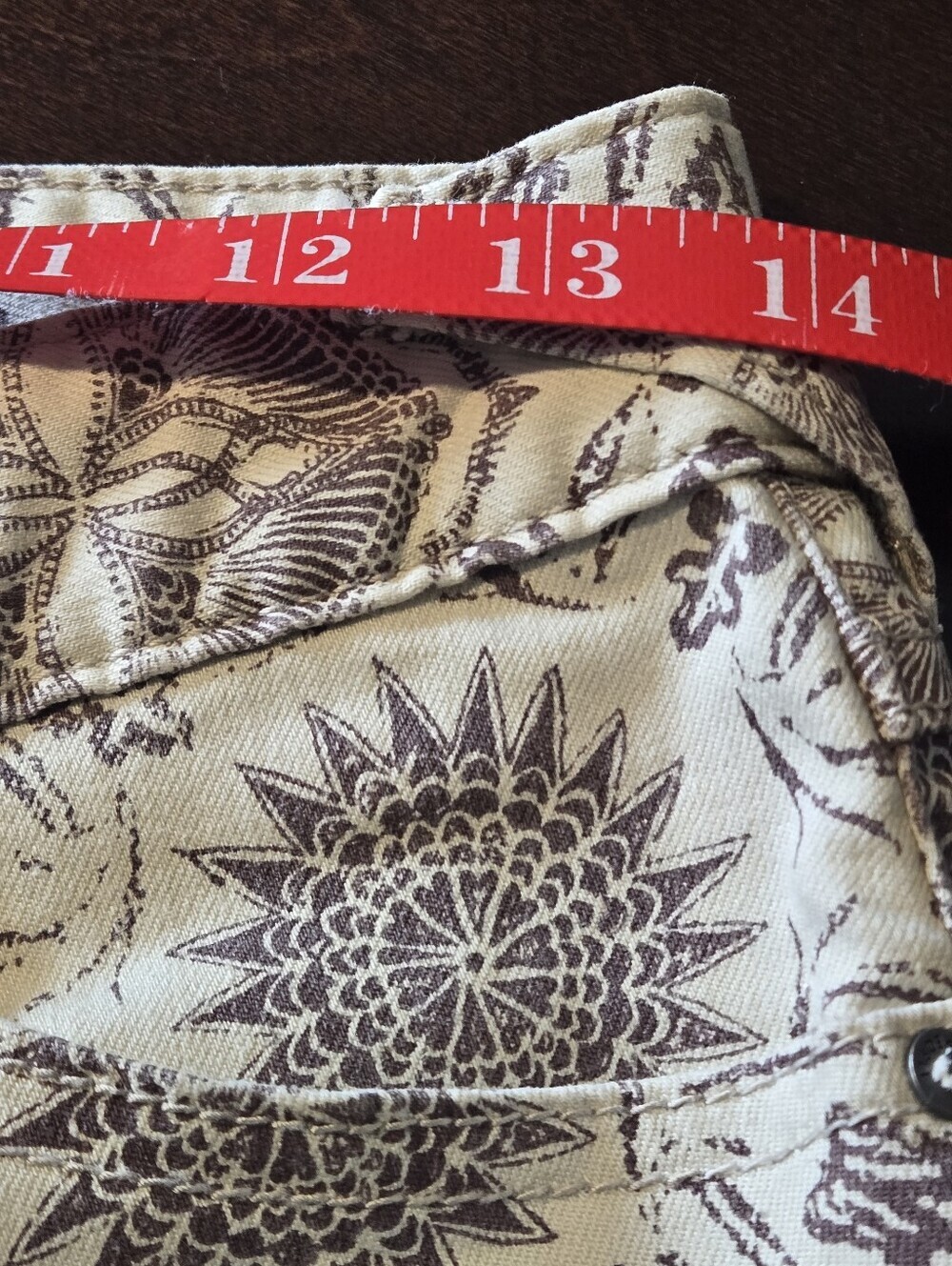 Free People Slim Ankle Crop Jeans Moroccan Mediallion Print Cream Brown Size 26 - Picture 10 of 15